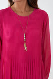 Rust Pleated Long Sleeve Necklace Top For Women ONE SIZE - Dropwear
