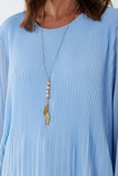 Olive Pleated Long Sleeve Necklace Top For Women ONE SIZE - Dropwear