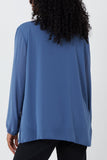 Pleated Long Sleeve Necklace Top For Women  - Dropwear