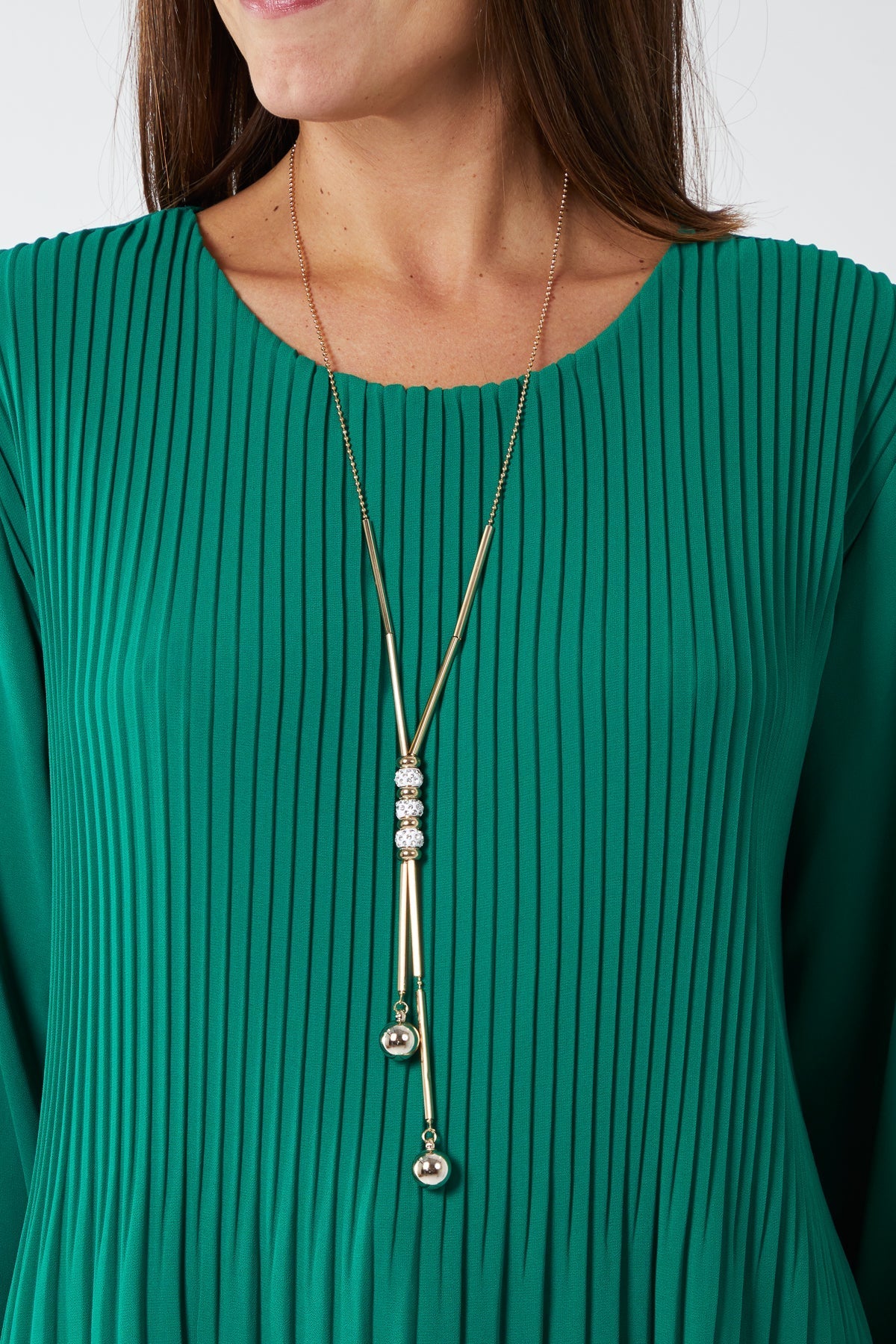 Khaki Pleated Long Sleeve Necklace Top For Women ONE SIZE - Dropwear