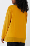 Pleated Long Sleeve Necklace Top For Women  - Dropwear