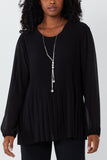 Bottle Green Pleated Long Sleeve Necklace Top For Women ONE SIZE - Dropwear