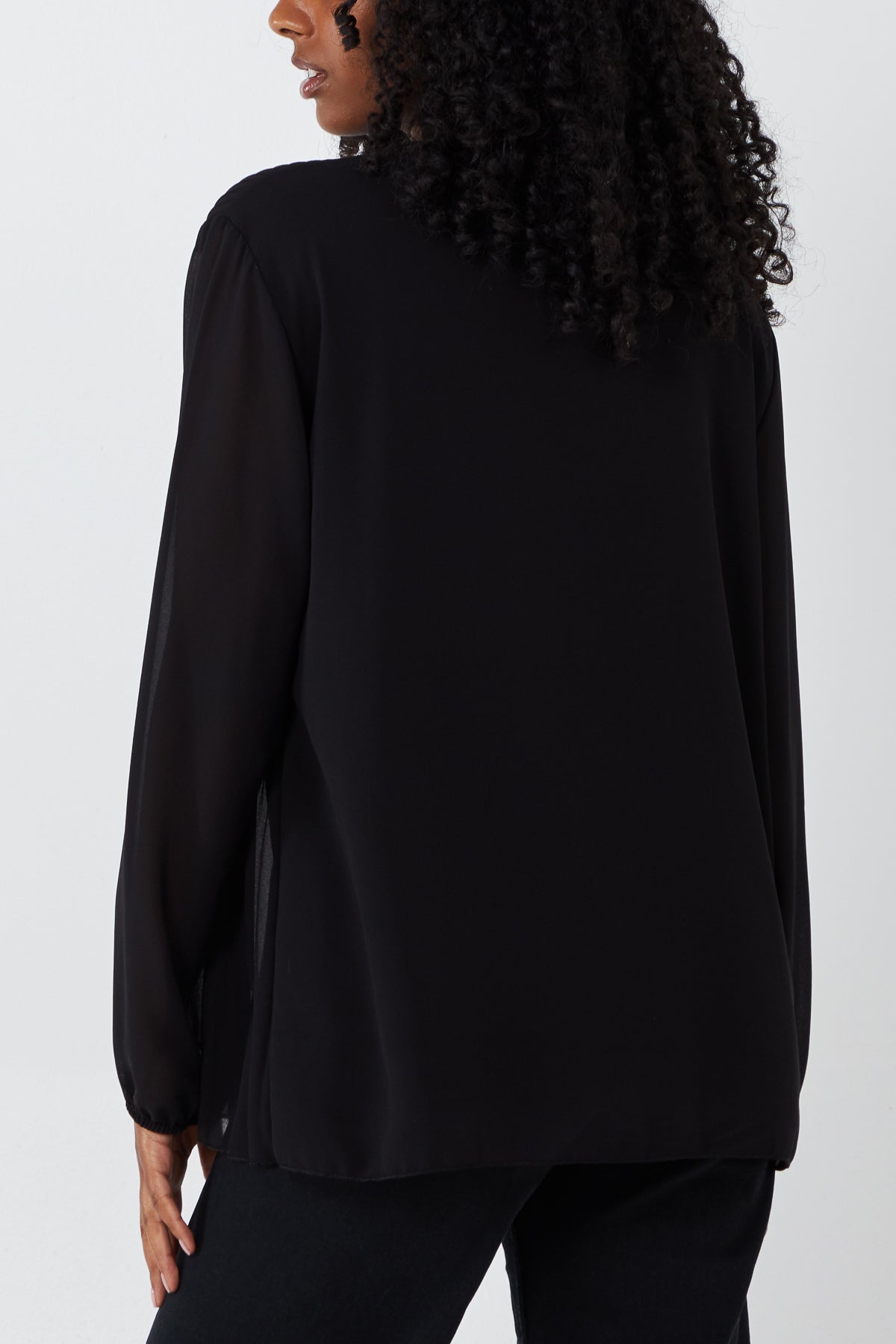 Sage Pleated Long Sleeve Necklace Top For Women ONE SIZE - Dropwear