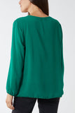Blush Pleated Long Sleeve Necklace Top For Women ONE SIZE - Dropwear