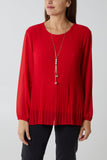 Pleated Long Sleeve Necklace Top For Women  - Dropwear