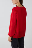 Pleated Long Sleeve Necklace Top For Women  - Dropwear