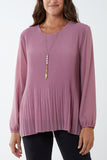 Cream Pleated Long Sleeve Necklace Top For Women ONE SIZE - Dropwear