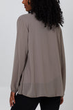 Pleated Long Sleeve Necklace Top For Women  - Dropwear