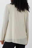 Pleated Long Sleeve Necklace Top For Women  - Dropwear
