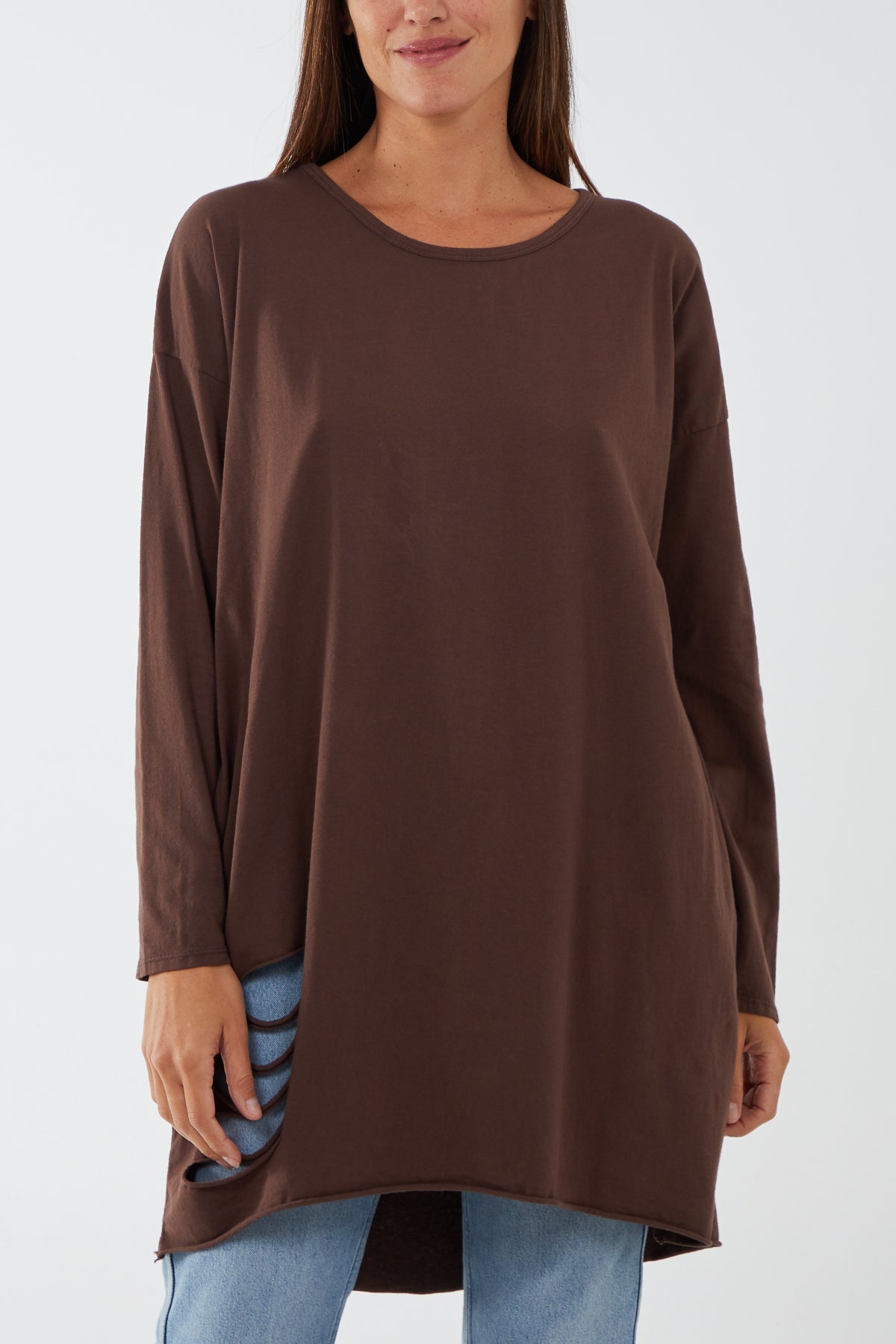 Chocolate Ripped Angel Wing Top For Women ONE SIZE - Dropwear