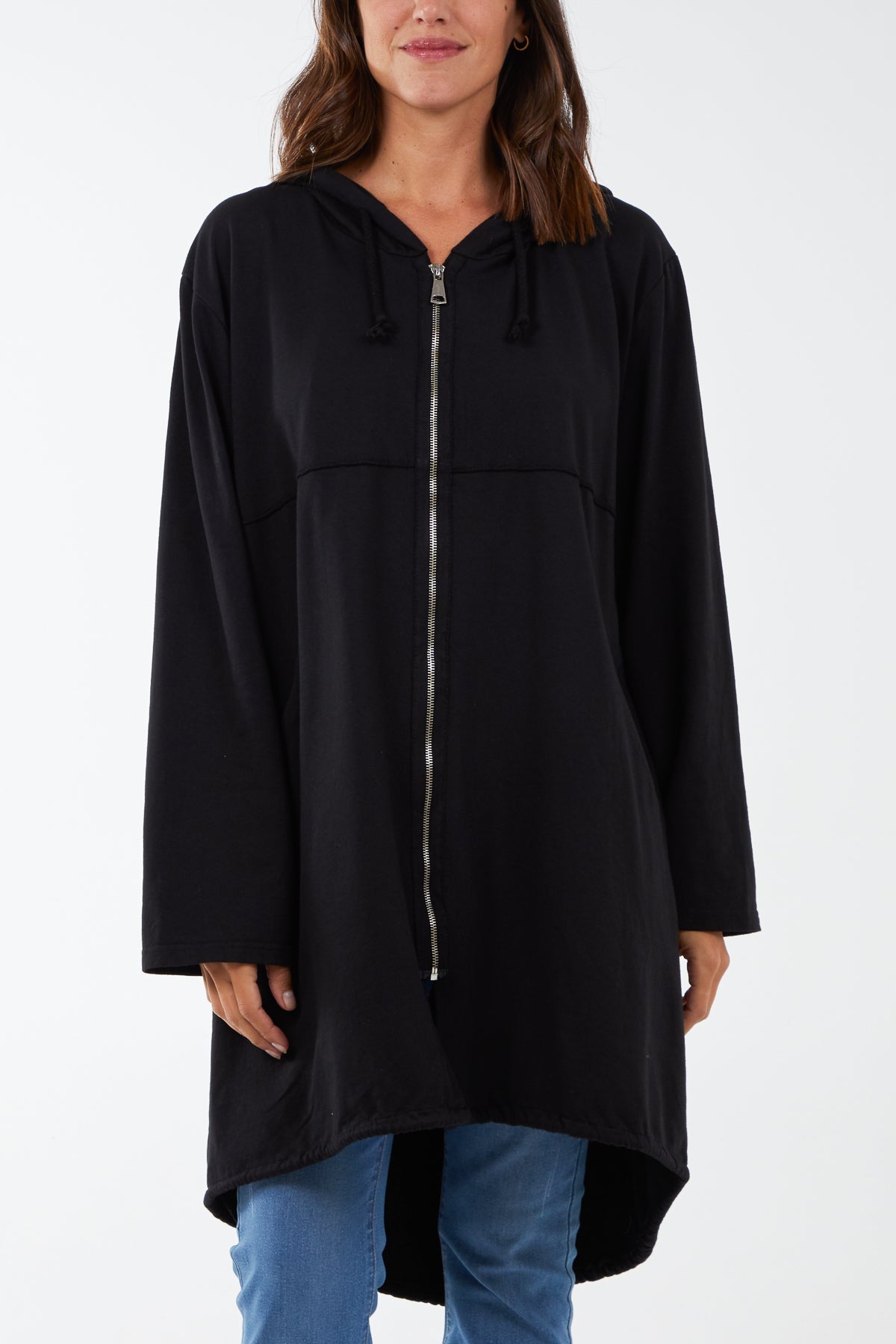 Long Zip Up Jacket With Yin Yang Logo For Women  - Dropwear