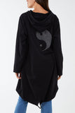Long Zip Up Jacket With Yin Yang Logo For Women  - Dropwear