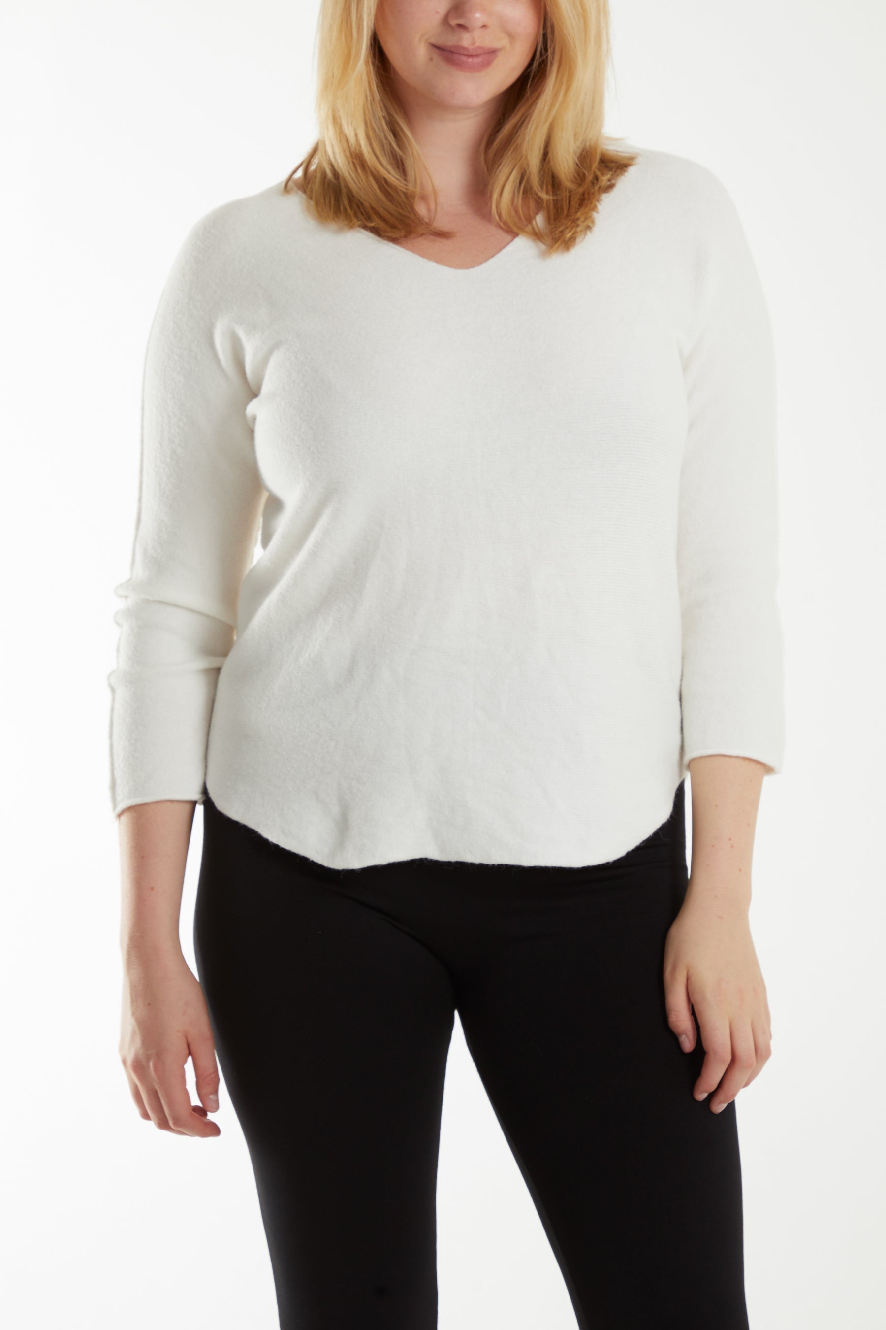 Raw Edge V-Neck Jumper For Women  - Dropwear
