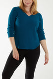 Orange Raw Edge V-Neck Jumper For Women ONE SIZE - Dropwear