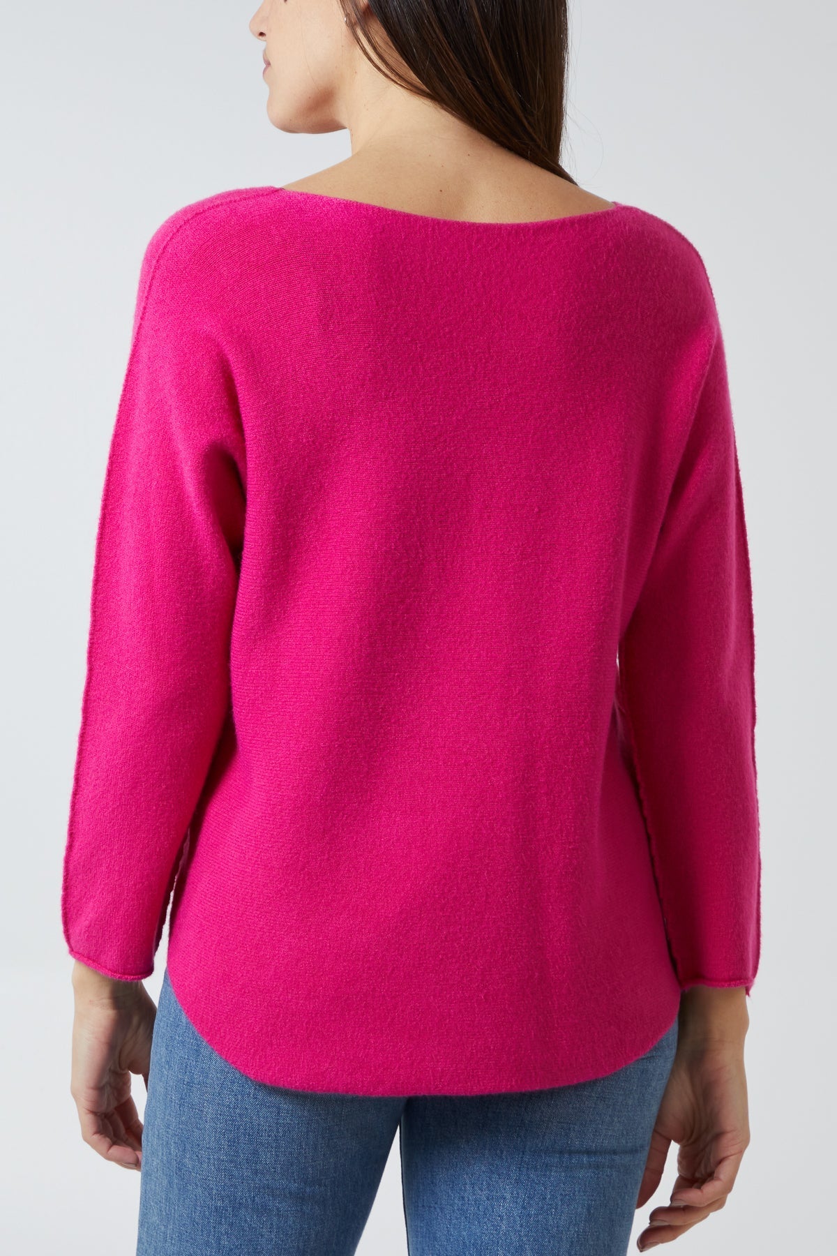 Rust Raw Edge V-Neck Jumper For Women ONE SIZE - Dropwear