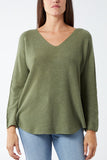 Mint Raw Edge V-Neck Jumper For Women ONE SIZE - Dropwear