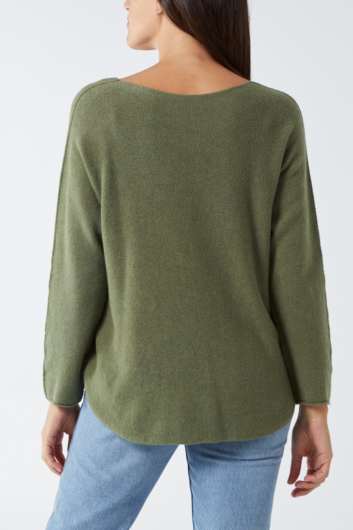 Fuchsia Raw Edge V-Neck Jumper For Women ONE SIZE - Dropwear