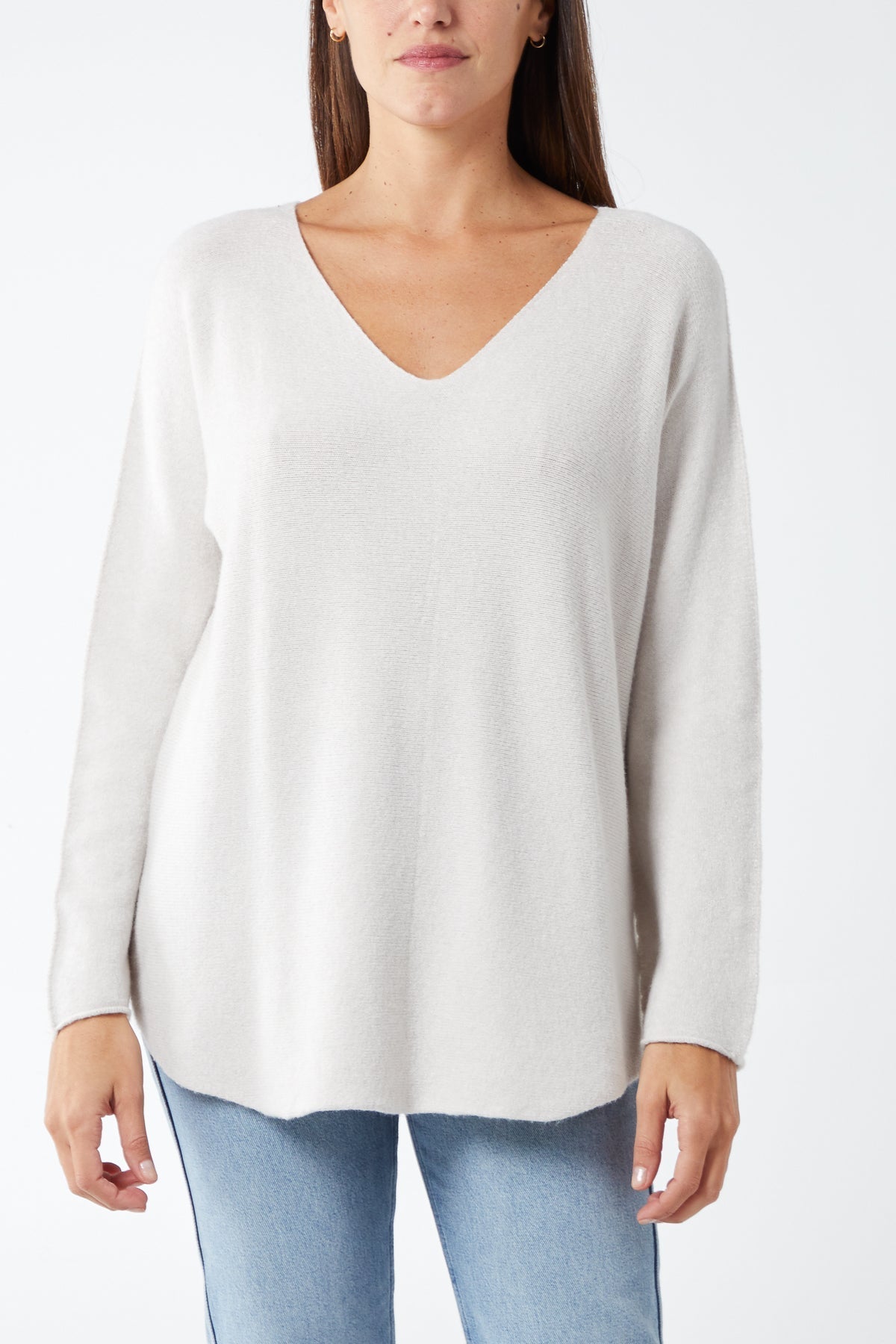 Black Raw Edge V-Neck Jumper For Women ONE SIZE - Dropwear