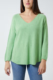 Raw Edge V-Neck Jumper For Women  - Dropwear