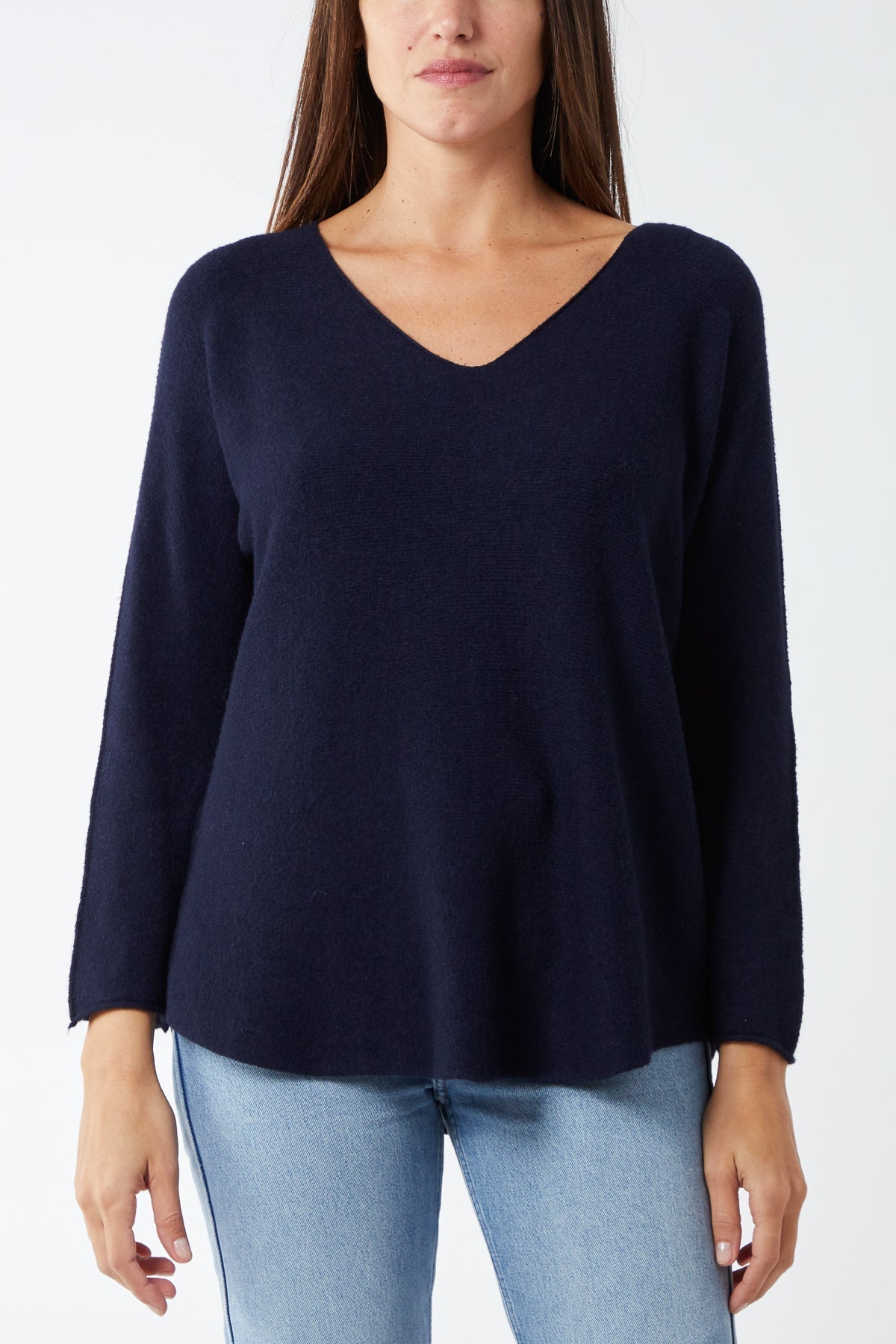 Raw Edge V-Neck Jumper For Women  - Dropwear