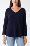 Raw Edge V-Neck Jumper For Women  - Dropwear