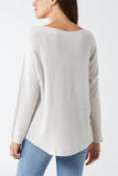Mocha Raw Edge V-Neck Jumper For Women ONE SIZE - Dropwear