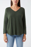 Hot Pink Raw Edge V-Neck Jumper For Women ONE SIZE - Dropwear