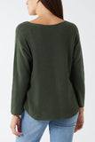 Dark Denim Raw Edge V-Neck Jumper For Women ONE SIZE - Dropwear
