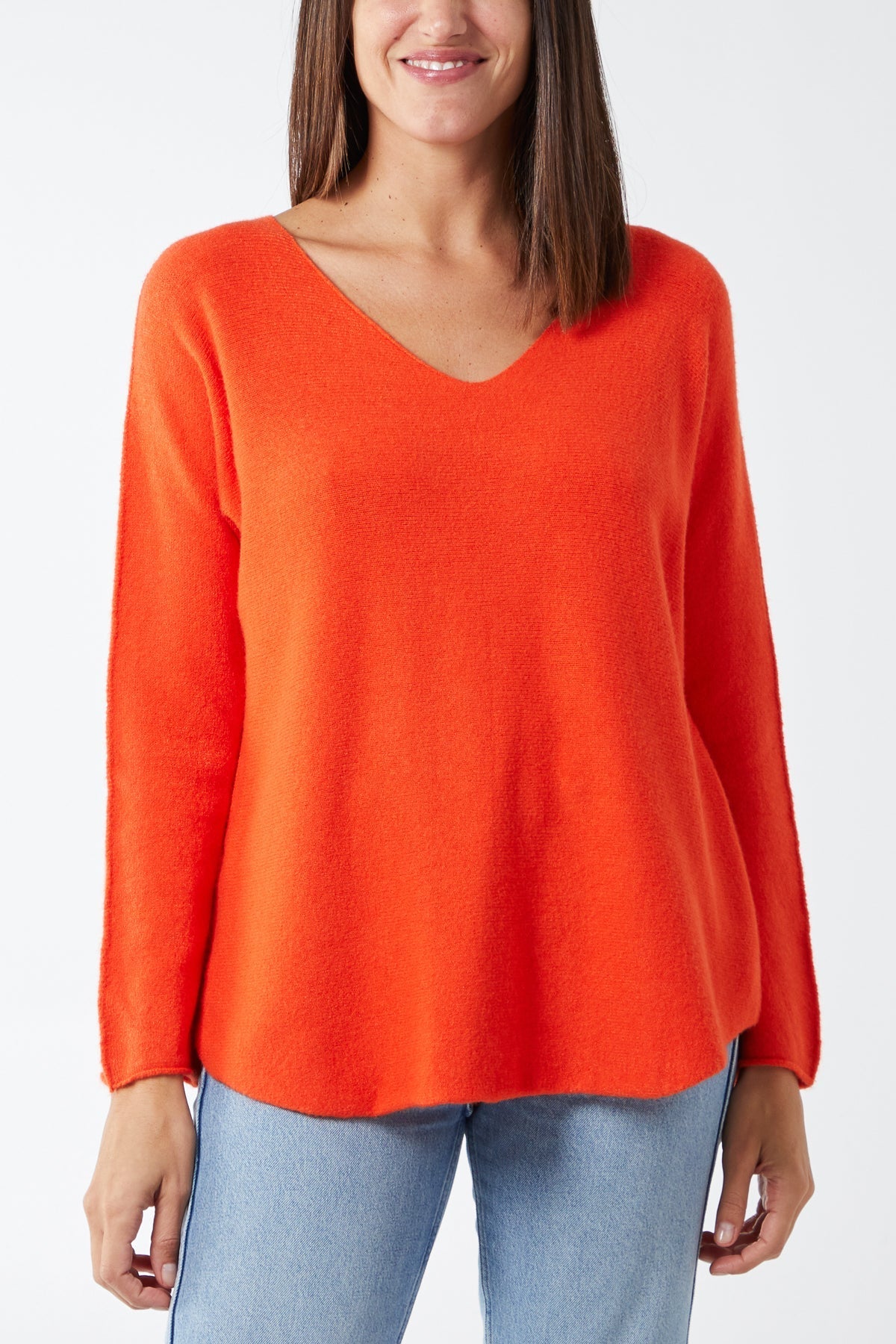 Lime Raw Edge V-Neck Jumper For Women ONE SIZE - Dropwear