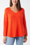 Lime Raw Edge V-Neck Jumper For Women ONE SIZE - Dropwear