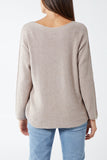 Mid Grey Raw Edge V-Neck Jumper For Women ONE SIZE - Dropwear