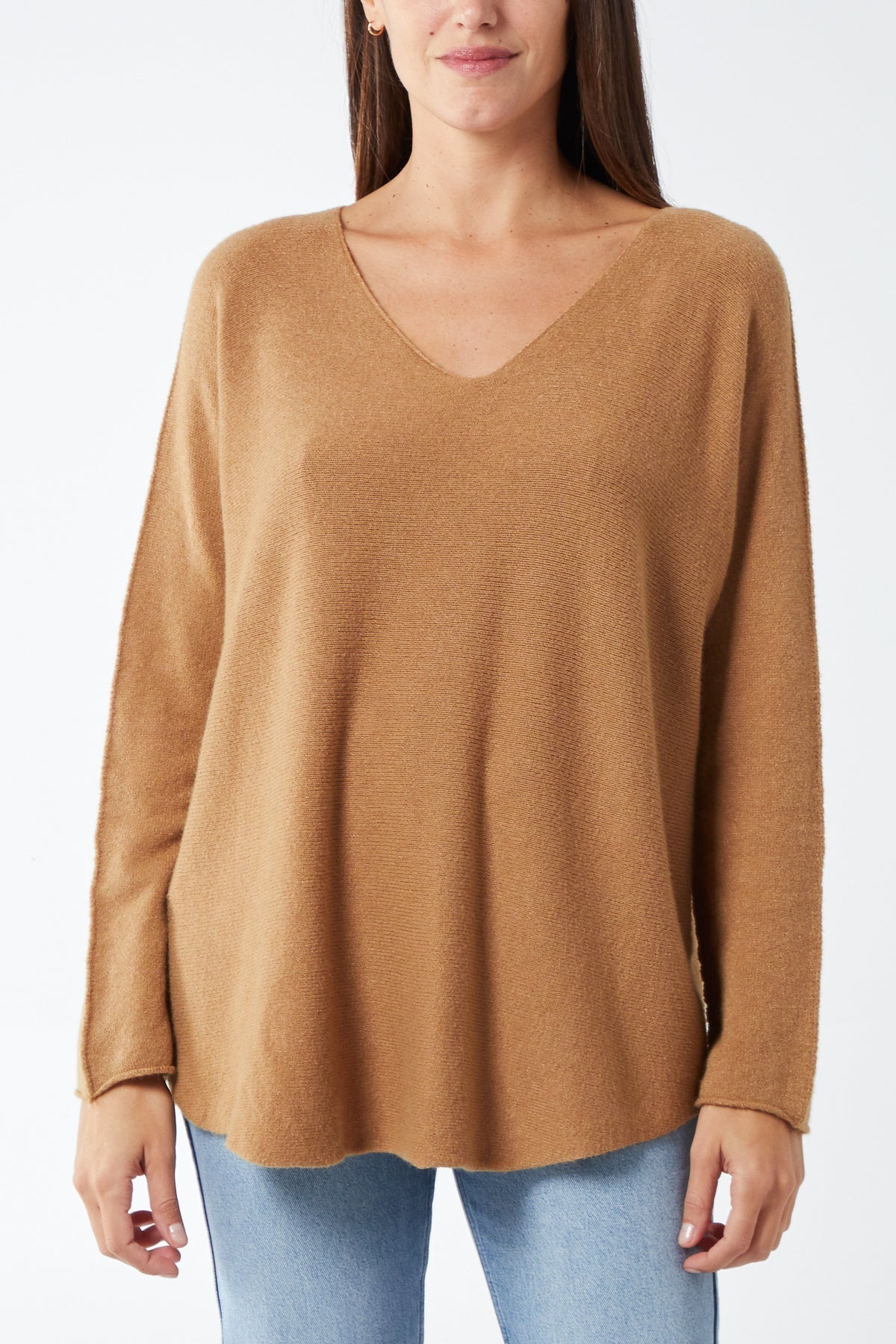 Raw Edge V-Neck Jumper For Women  - Dropwear