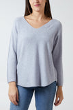 Raw Edge V-Neck Jumper For Women  - Dropwear