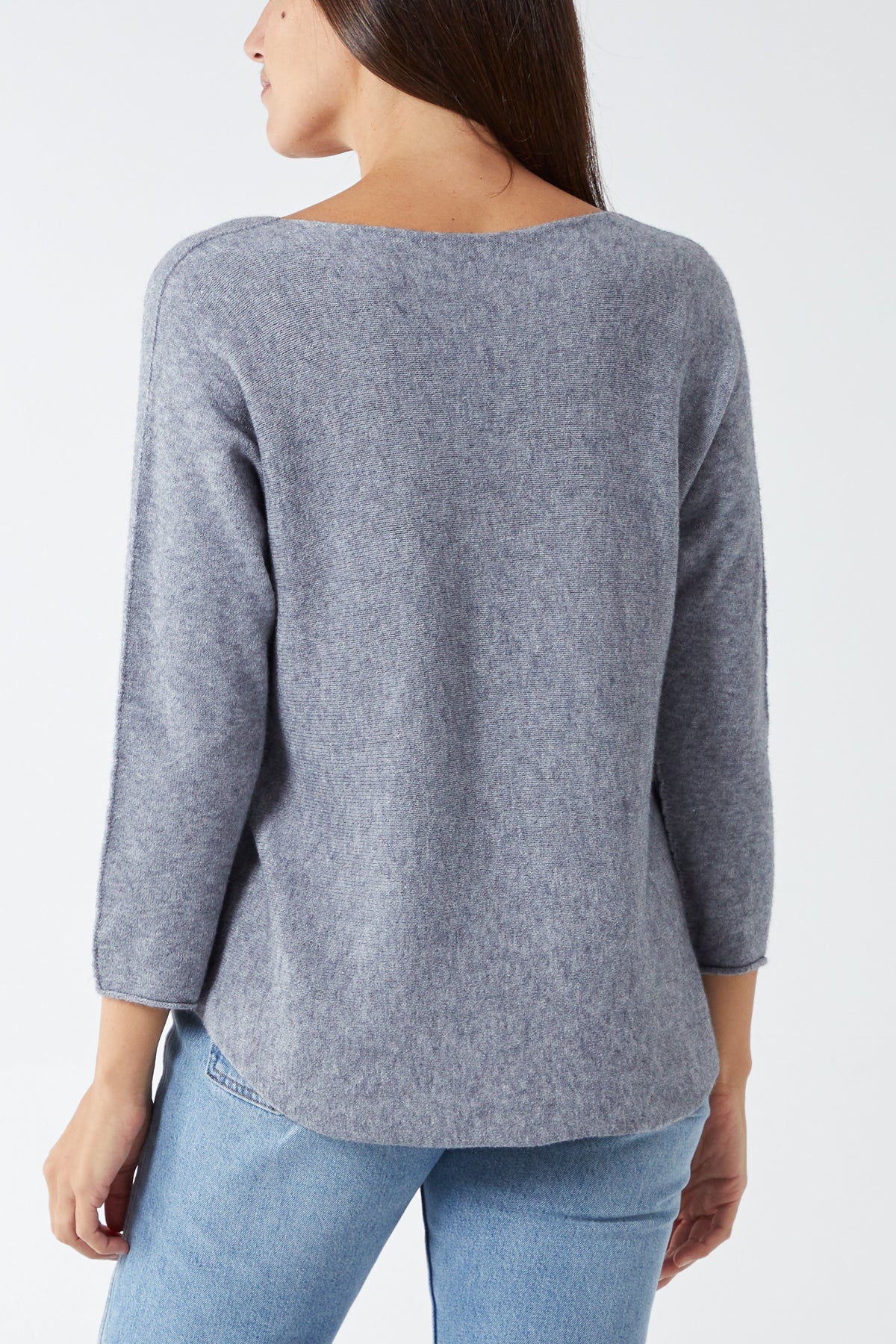 Raw Edge V-Neck Jumper For Women  - Dropwear
