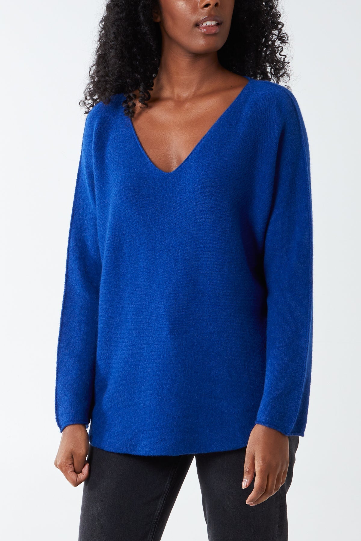 Raw Edge V-Neck Jumper For Women  - Dropwear