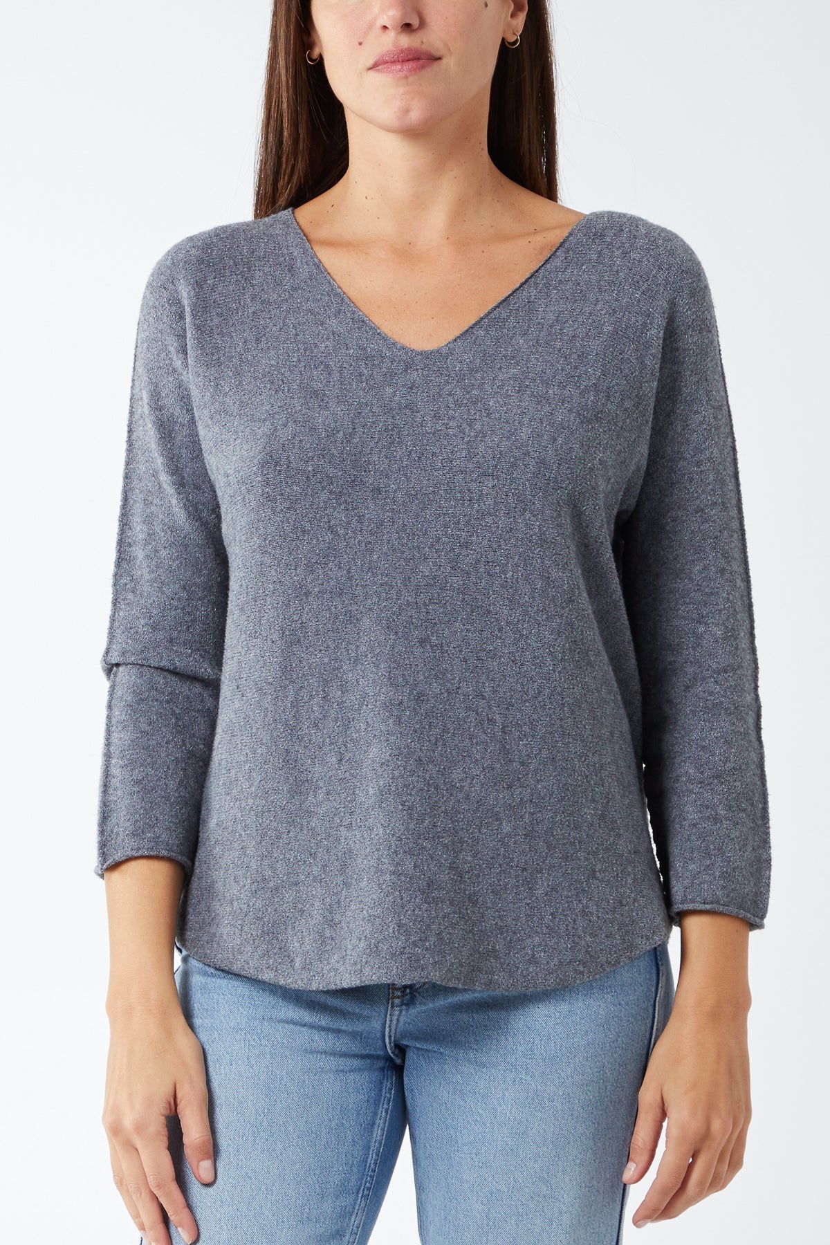 Raw Edge V-Neck Jumper For Women  - Dropwear