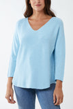 Raw Edge V-Neck Jumper For Women  - Dropwear