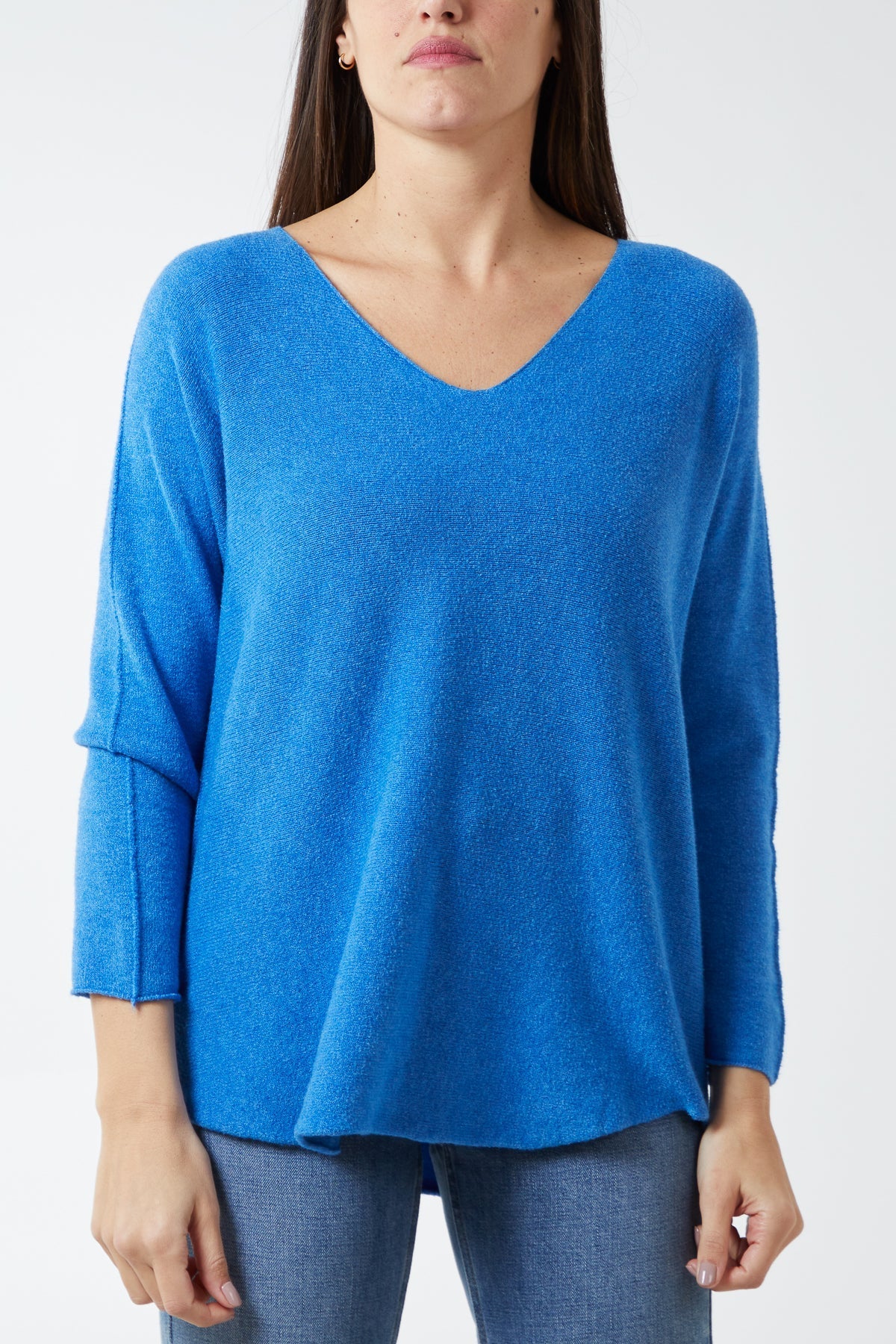 Raw Edge V-Neck Jumper For Women  - Dropwear