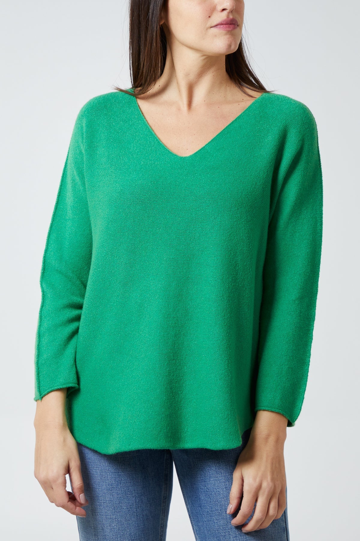 Raw Edge V-Neck Jumper For Women  - Dropwear