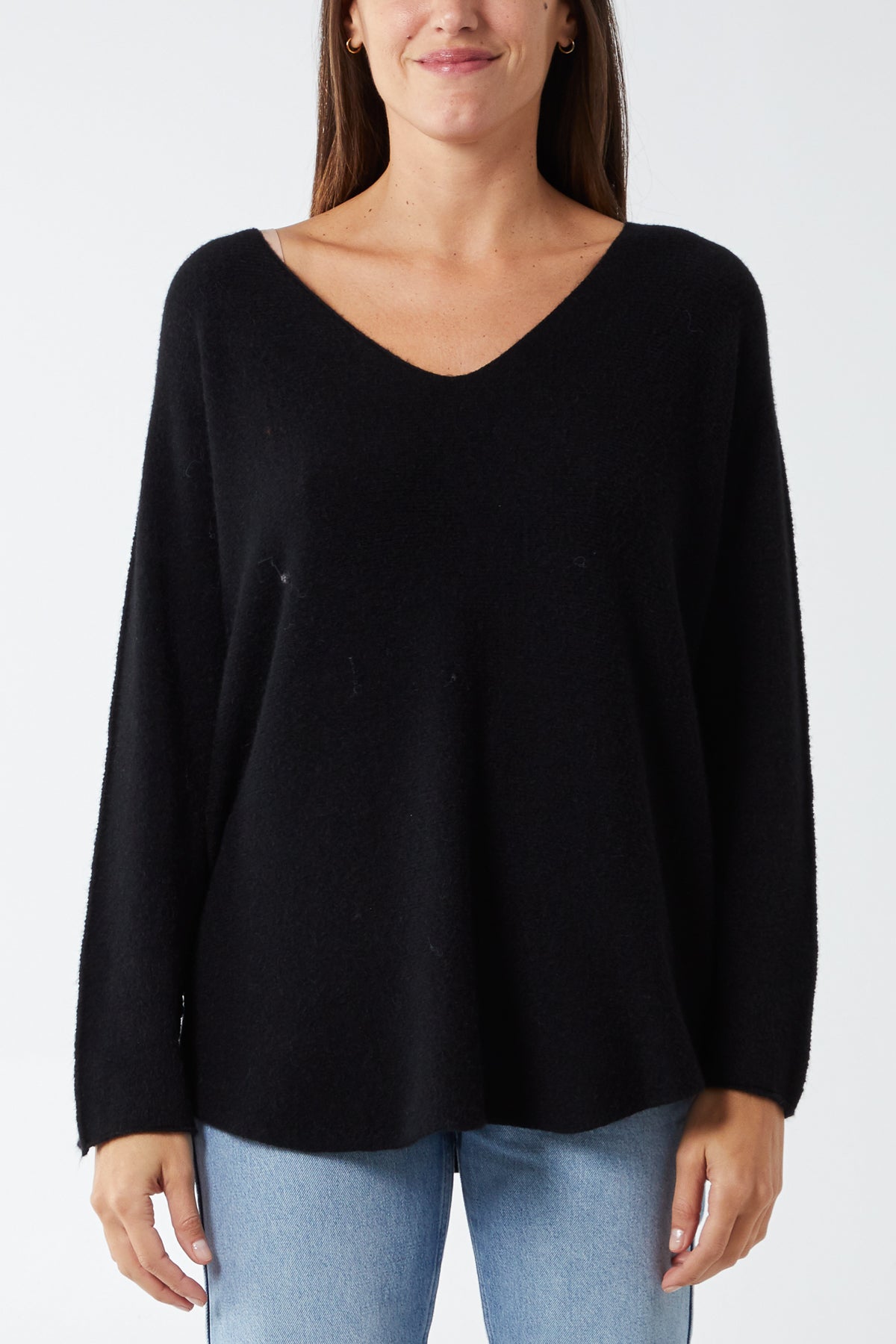 Raw Edge V-Neck Jumper For Women  - Dropwear