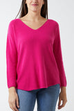 Dark Khaki Raw Edge V-Neck Jumper For Women ONE SIZE - Dropwear