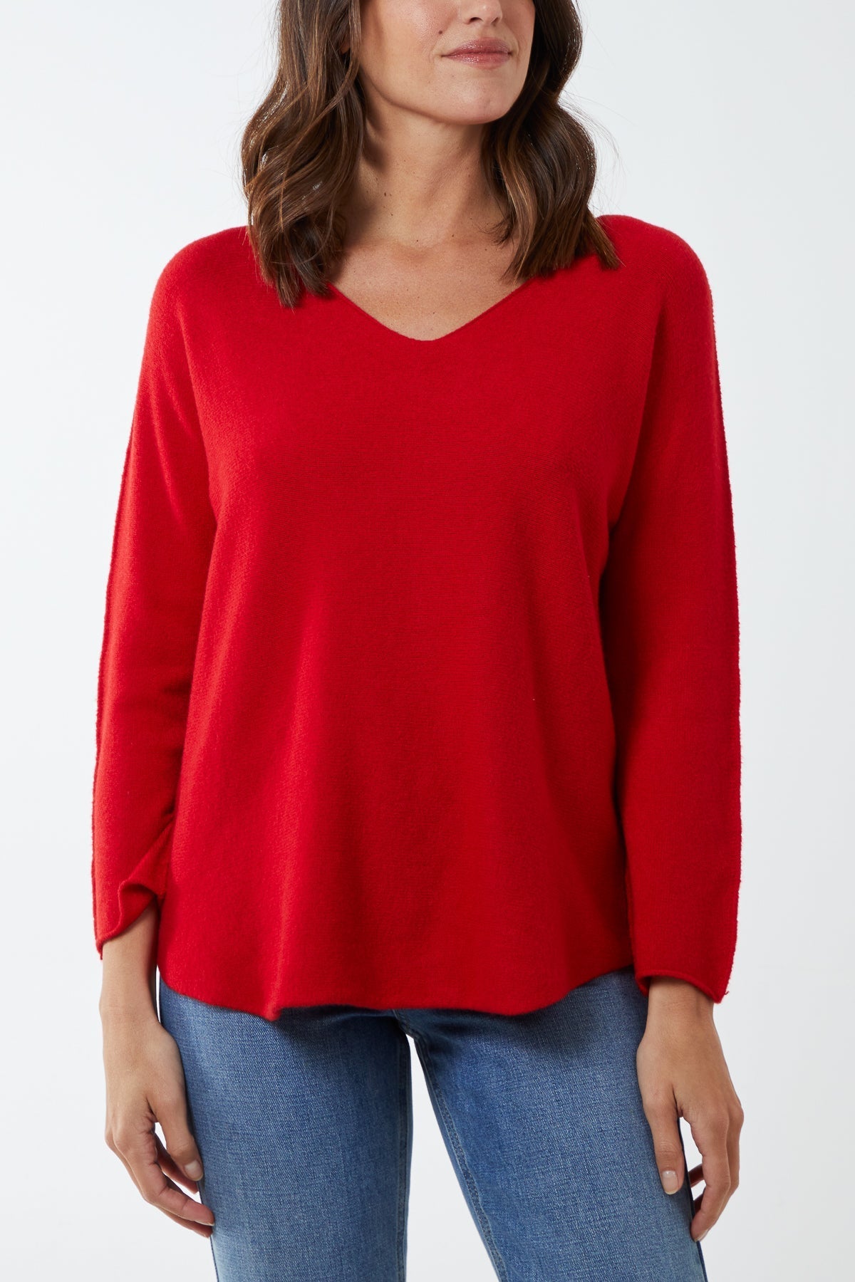 Raw Edge V-Neck Jumper For Women  - Dropwear