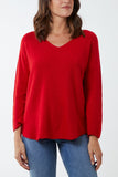 Raw Edge V-Neck Jumper For Women  - Dropwear