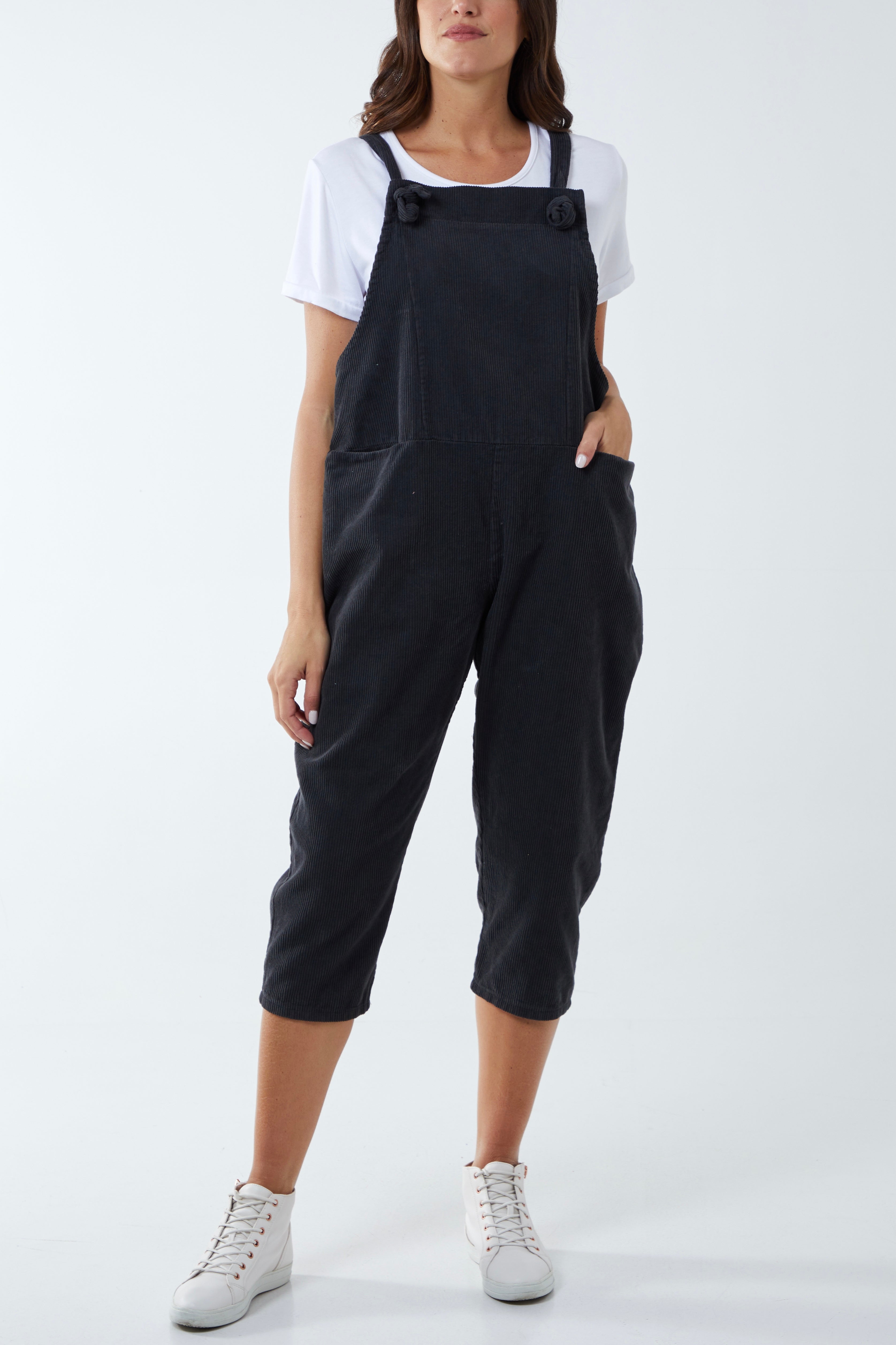 Corduroy Pocket Dungarees For Women  - Dropwear