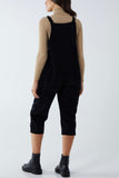 Navy Corduroy Pocket Dungarees For Women ONE SIZE - Dropwear