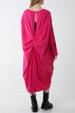 Hot Pink Twist Knot Jersey Midi Dress For Women ONE SIZE - Dropwear