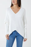 Deep V-Neck Ribbed Chevron Jumper For Women  - Dropwear
