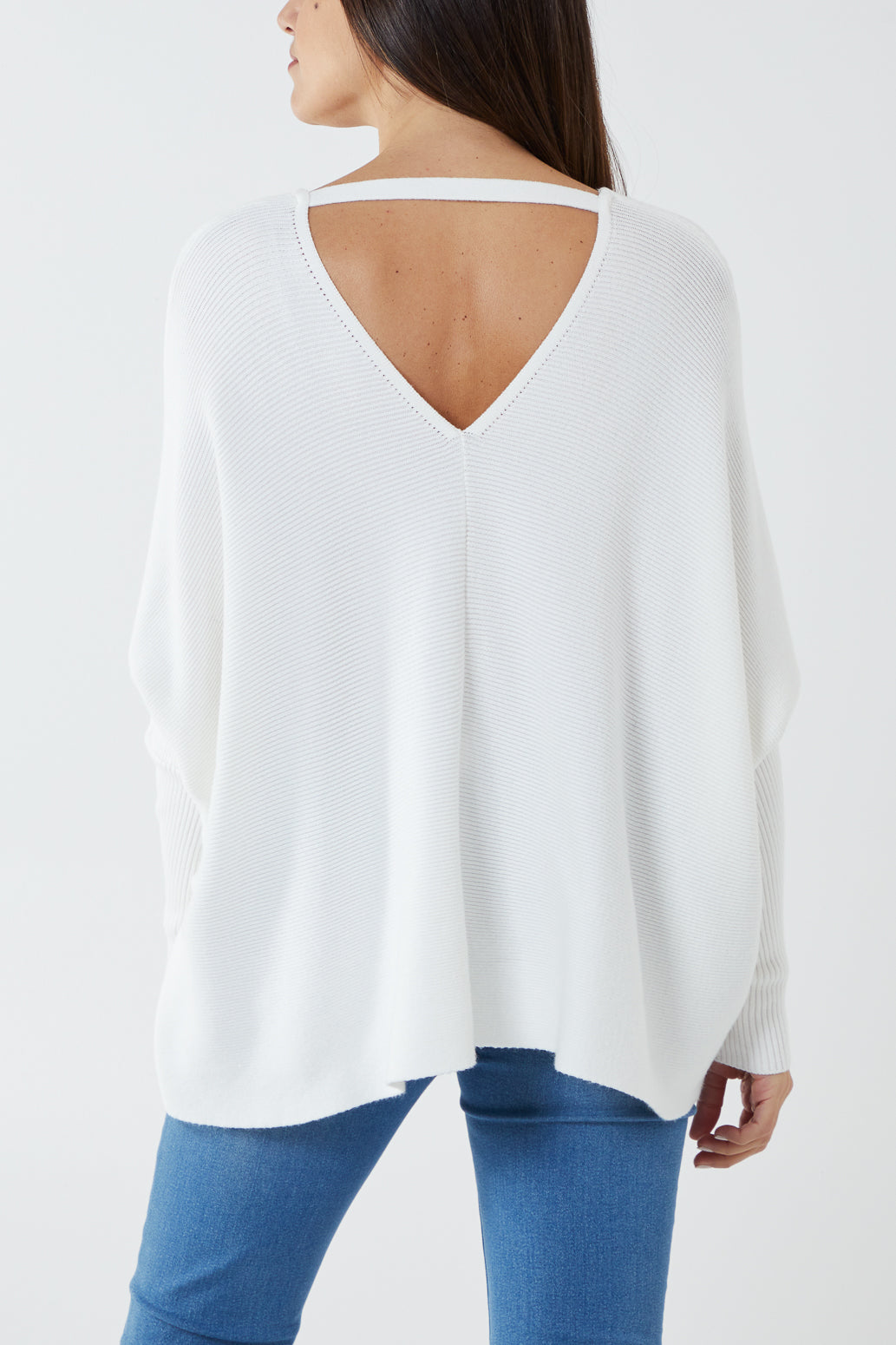 Deep V-Neck Ribbed Chevron Jumper For Women  - Dropwear