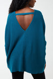 Black Deep V-Neck Ribbed Chevron Jumper For Women ONE SIZE - Dropwear