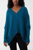 Ivory Deep V-Neck Ribbed Chevron Jumper For Women ONE SIZE - Dropwear